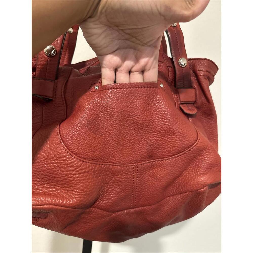 B. Makowsky Rust Leather Hobo Handbag  with Chunky Silver Hardware - Picture 8 of 9